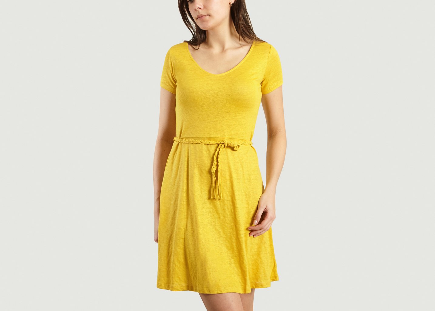 l'exception Robe Ceinturée Jaune Majestic Filatures