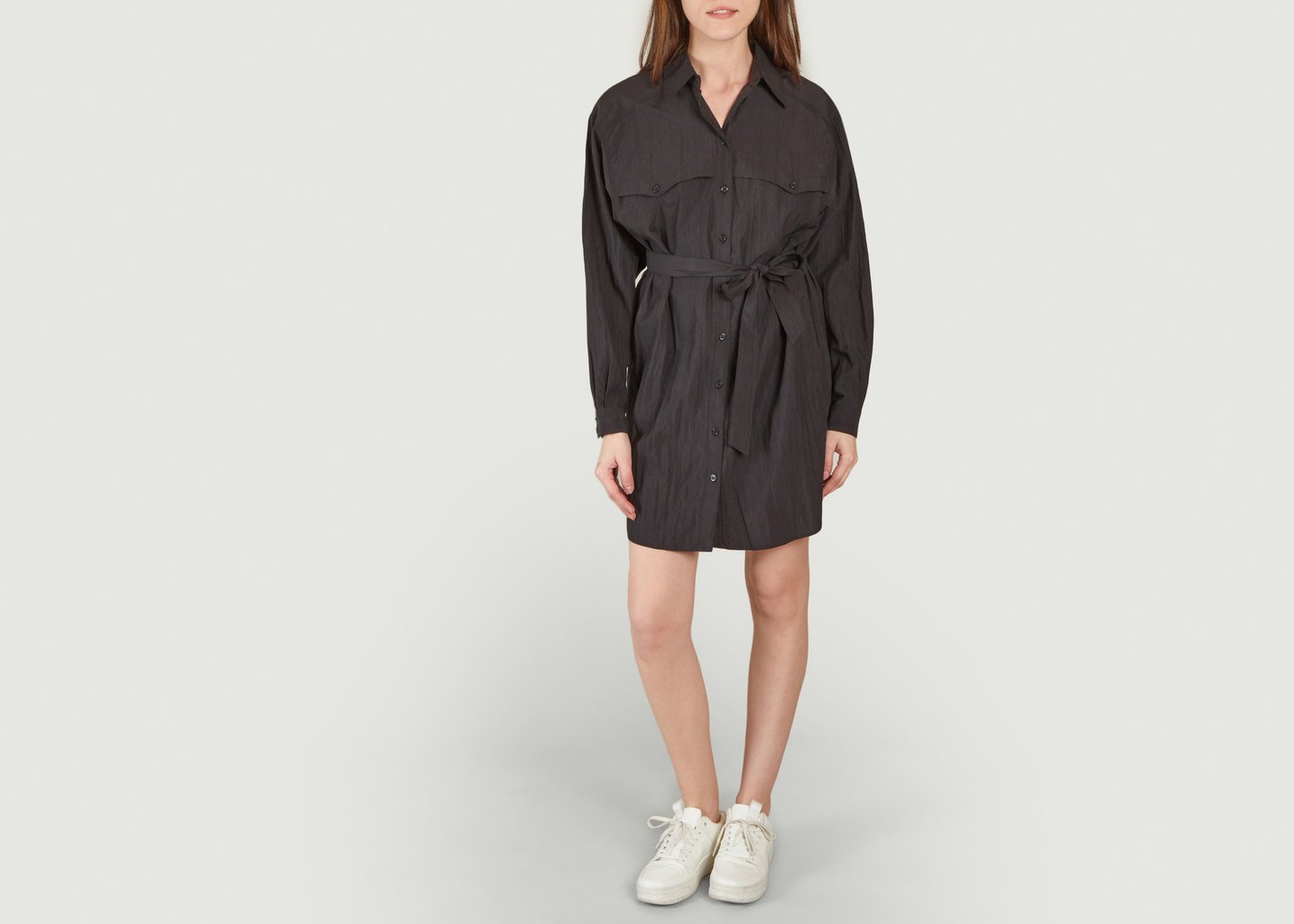 L'exception Robe Chemise Ceinturée Pearl Noir Ba&sh