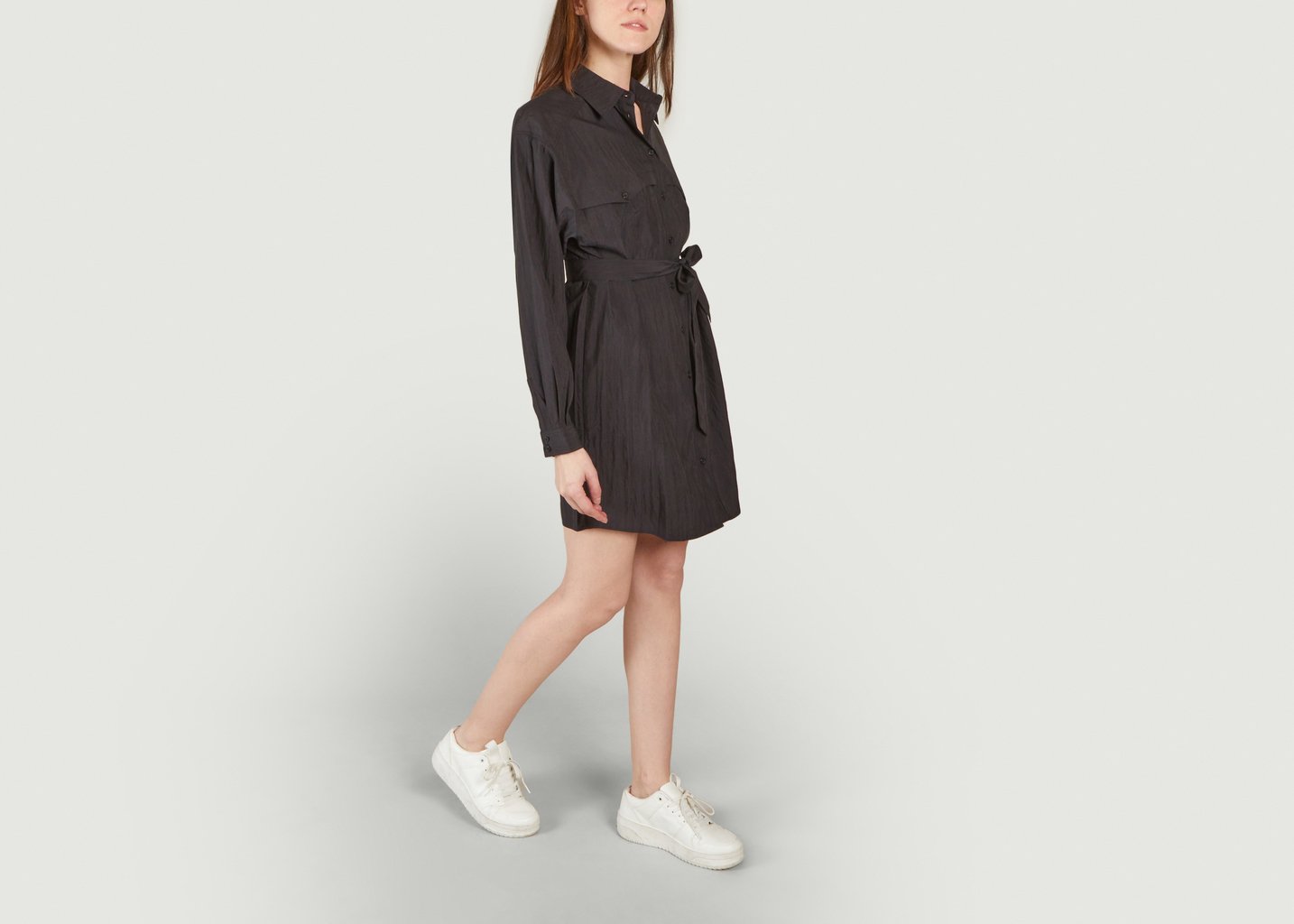 L'exception Robe Chemise Ceinturée Pearl Noir Ba&sh