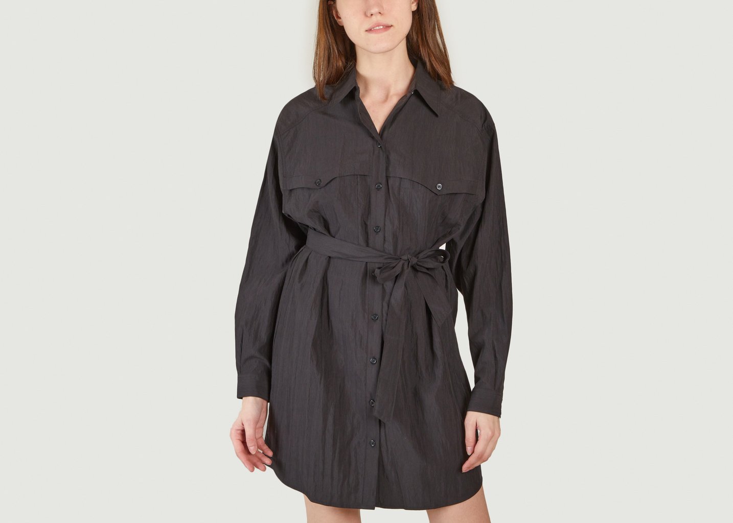 l'exception Robe chemise ceinturée Pearl Noir Ba&sh