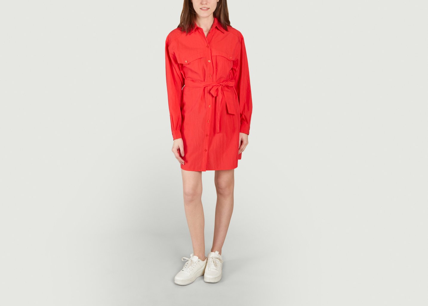 L'exception Robe Chemise Ceinturée Pearl Rouge Ba&sh