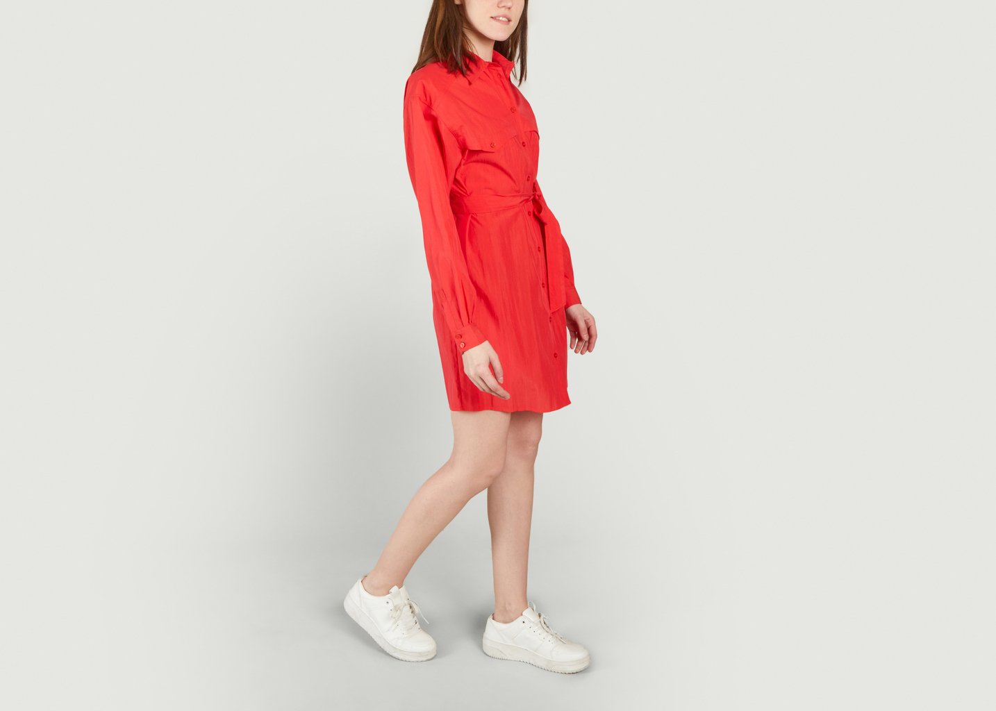 L'exception Robe Chemise Ceinturée Pearl Rouge Ba&sh