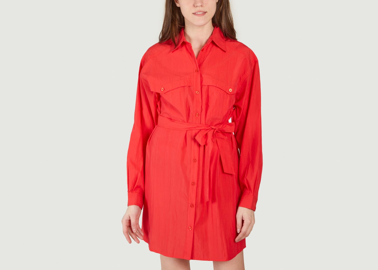 l'exception Robe chemise ceinturée Pearl Rouge Ba&sh