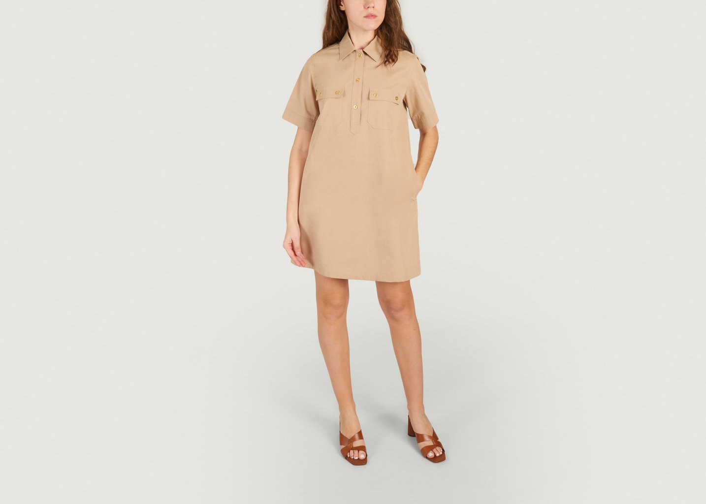 L'exception Robe Chemise Courte Manches Courtes Berangere Beige APC Paris
