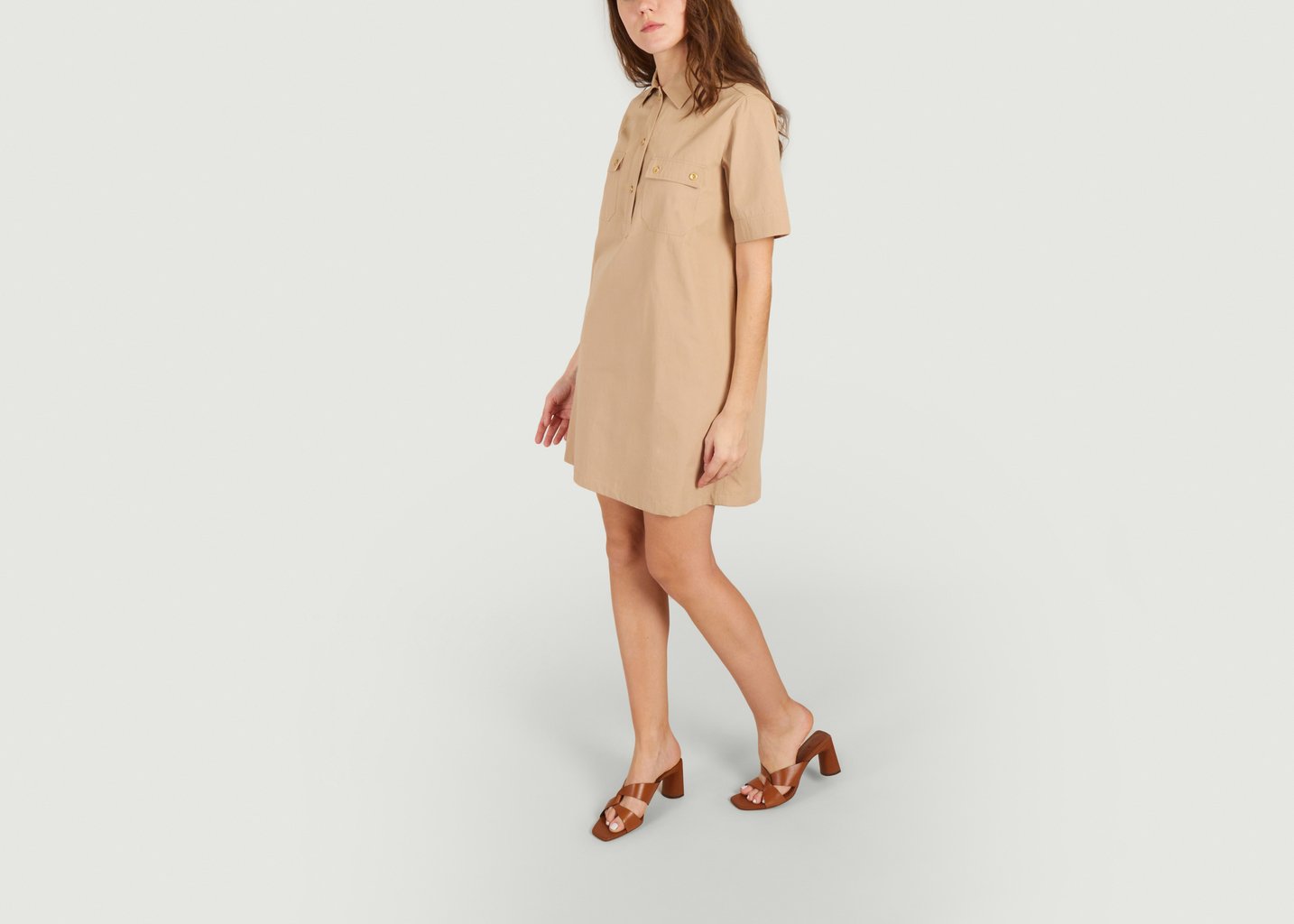 L'exception Robe Chemise Courte Manches Courtes Berangere Beige APC Paris