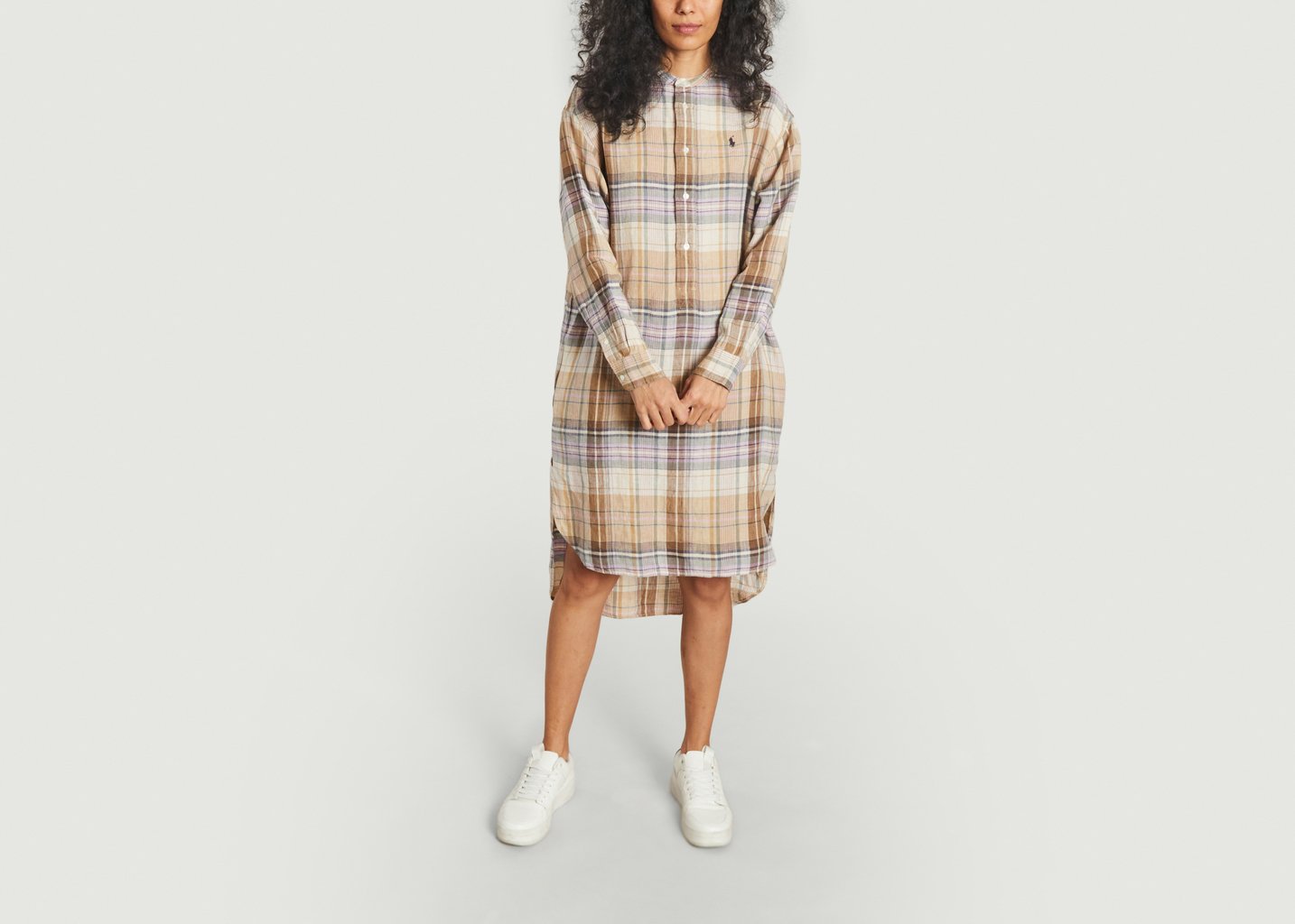 L'exception Robe Chemise écossaise En Lin Imprimé Polo Ralph Lauren