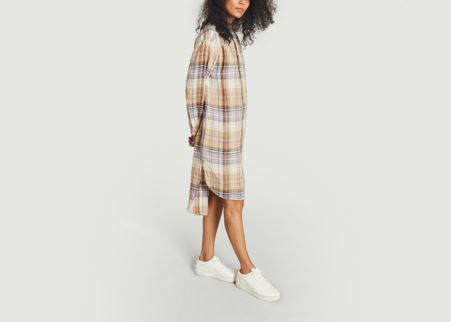 L'exception Robe Chemise écossaise En Lin Imprimé Polo Ralph Lauren