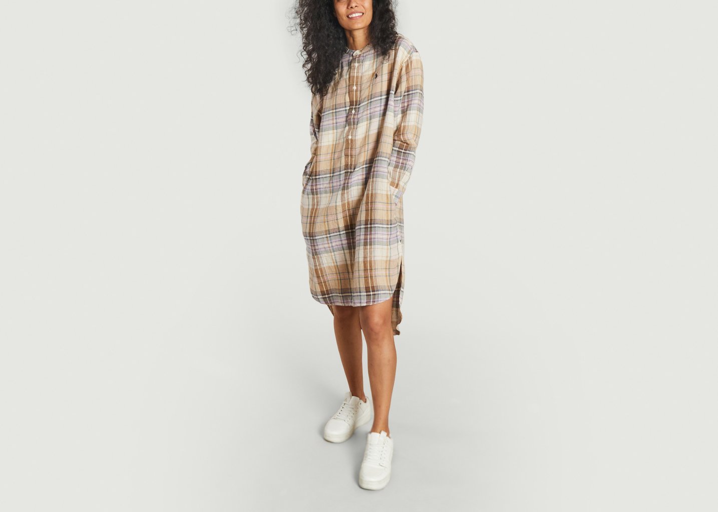 l'exception Robe chemise écossaise en lin Imprimé Polo Ralph Lauren