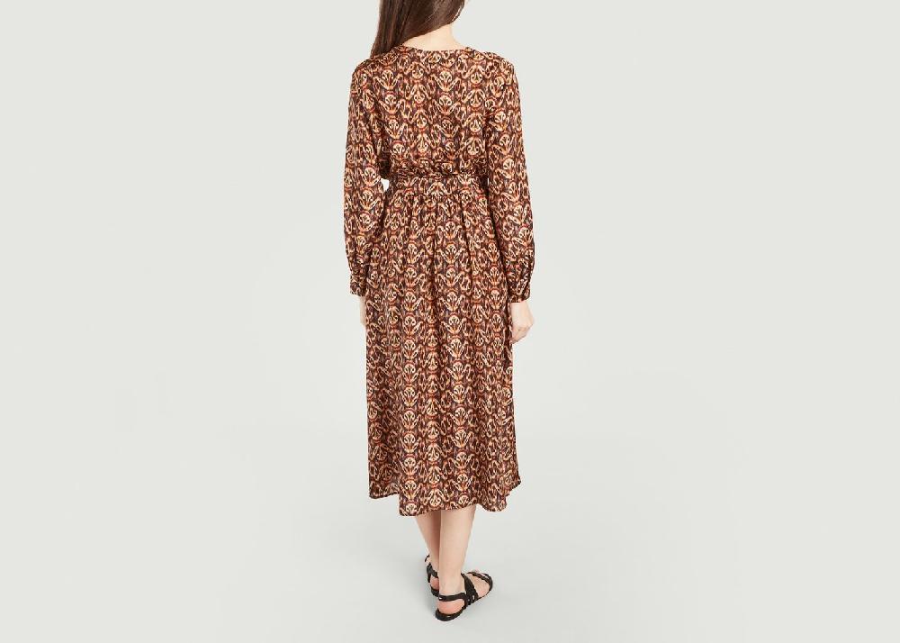 L'exception Robe Chemise En Soie Imprimé Fantaisie California Marron Momoni