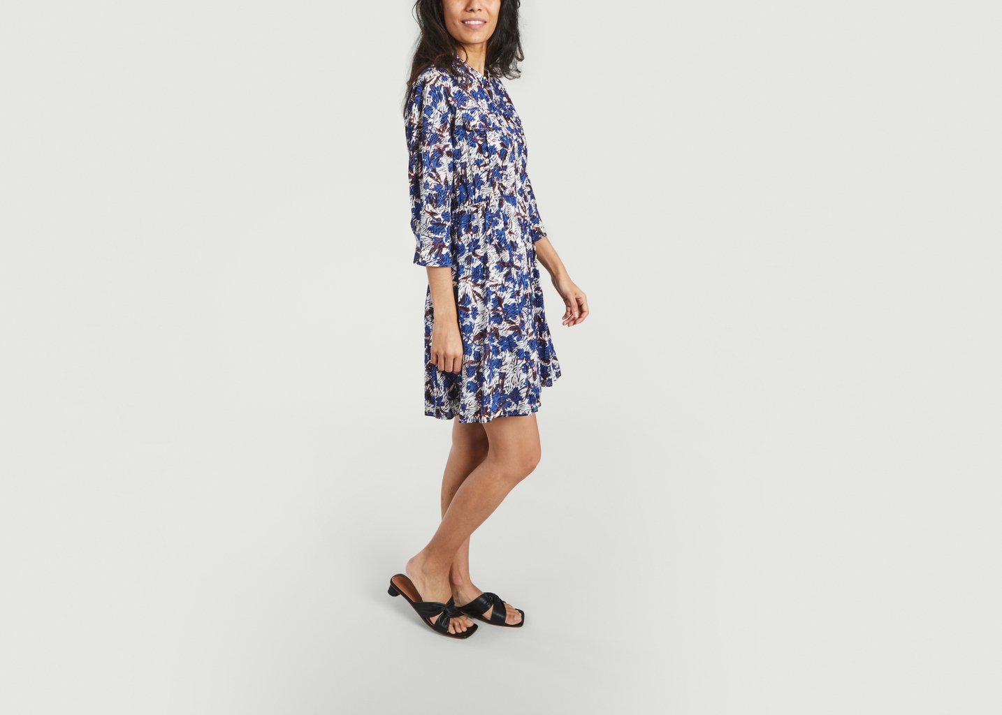 L'exception Robe Chemise Imprimé Fantaisie Clotil Bleu Suncoo