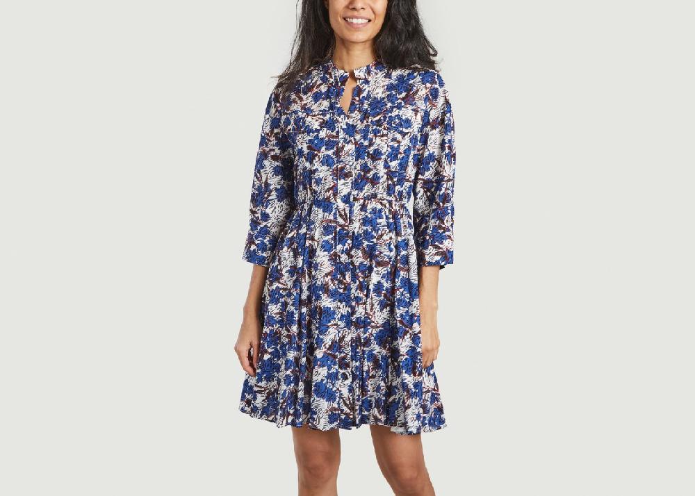 l'exception Robe chemise imprimé fantaisie Clotil Bleu Suncoo
