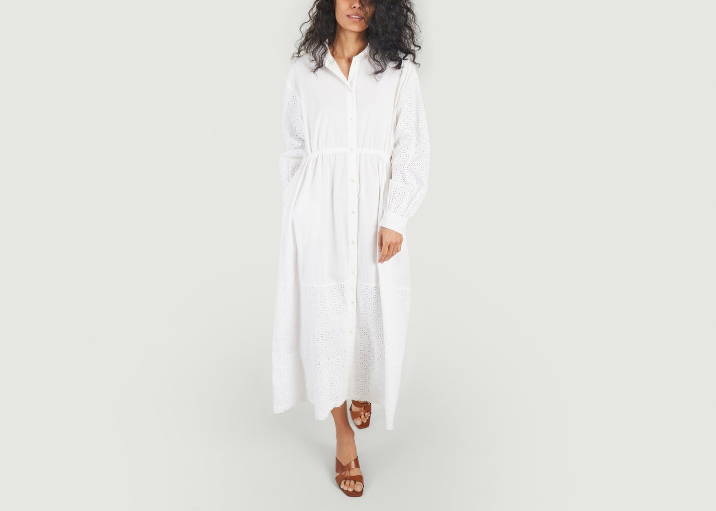 L'exception Robe Chemise Longue En Coton Ava Blanc Skall Studio