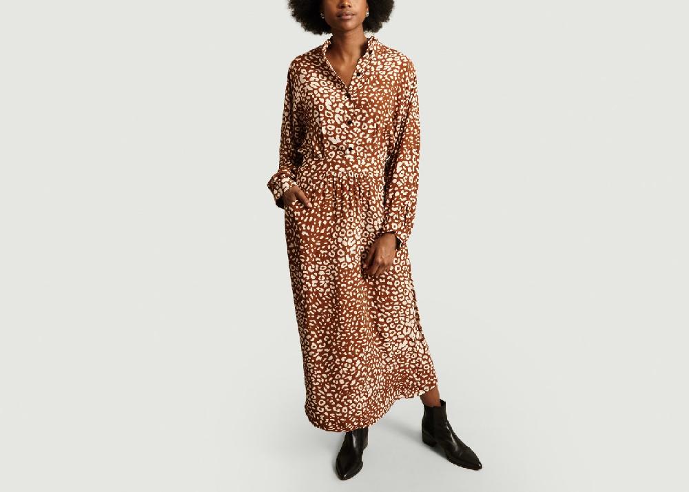 l'exception Robe Chemise Longue Print Panthère Royaume Fauve La Petite Française