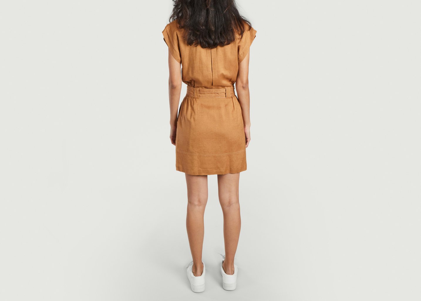 L'exception Robe Chemise Manches Courtes Ceinturée Cana Camel Suncoo