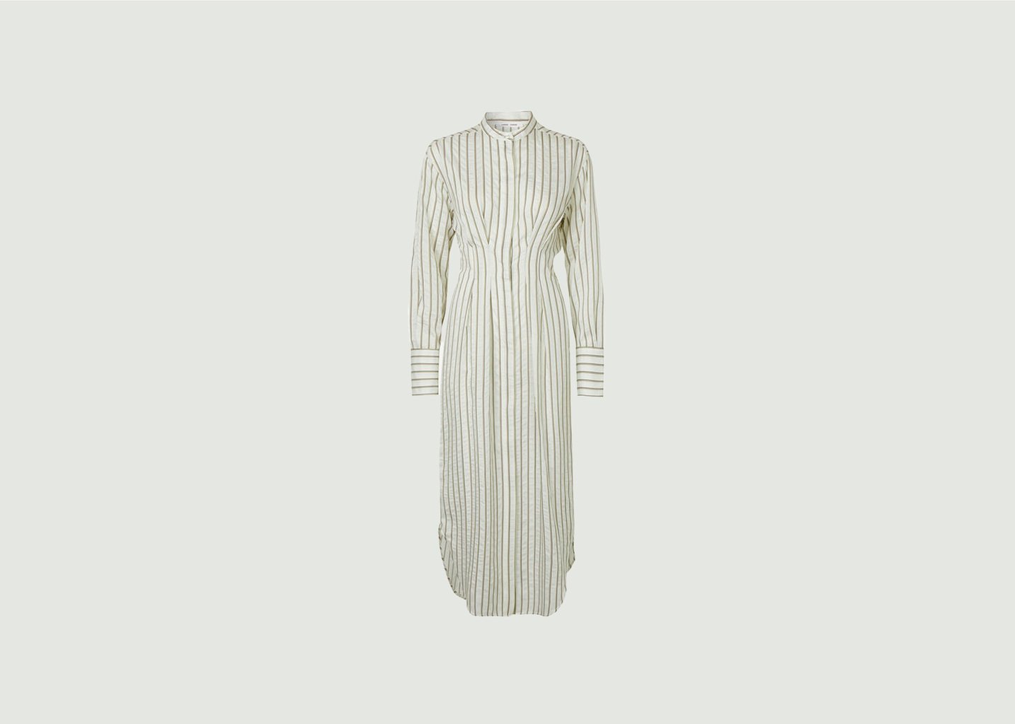 l'exception Robe chemise midi rayée Sabosse Ecru Samsoe & Samsoe