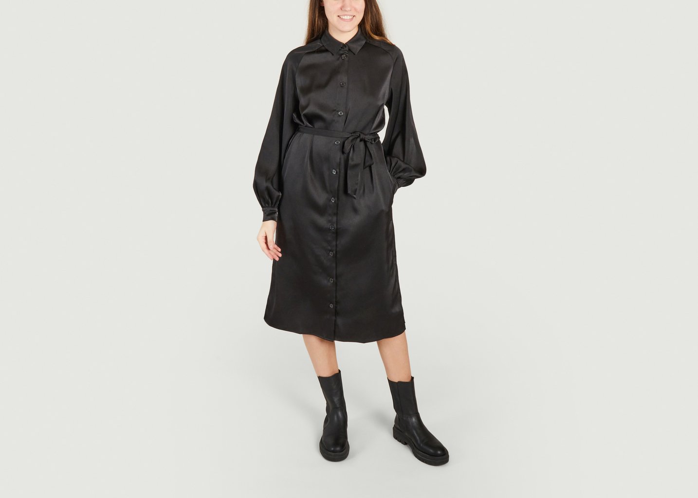 l'exception Robe chemise Nika 13096 Noir Samsoe & Samsoe