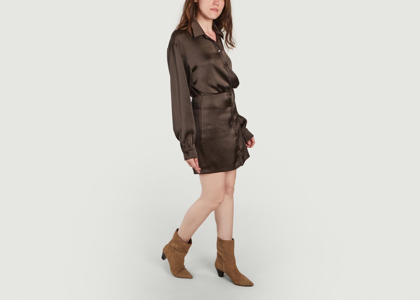 L'exception Robe Chemise Unie Liza Marron Foncé Samsoe & Samsoe