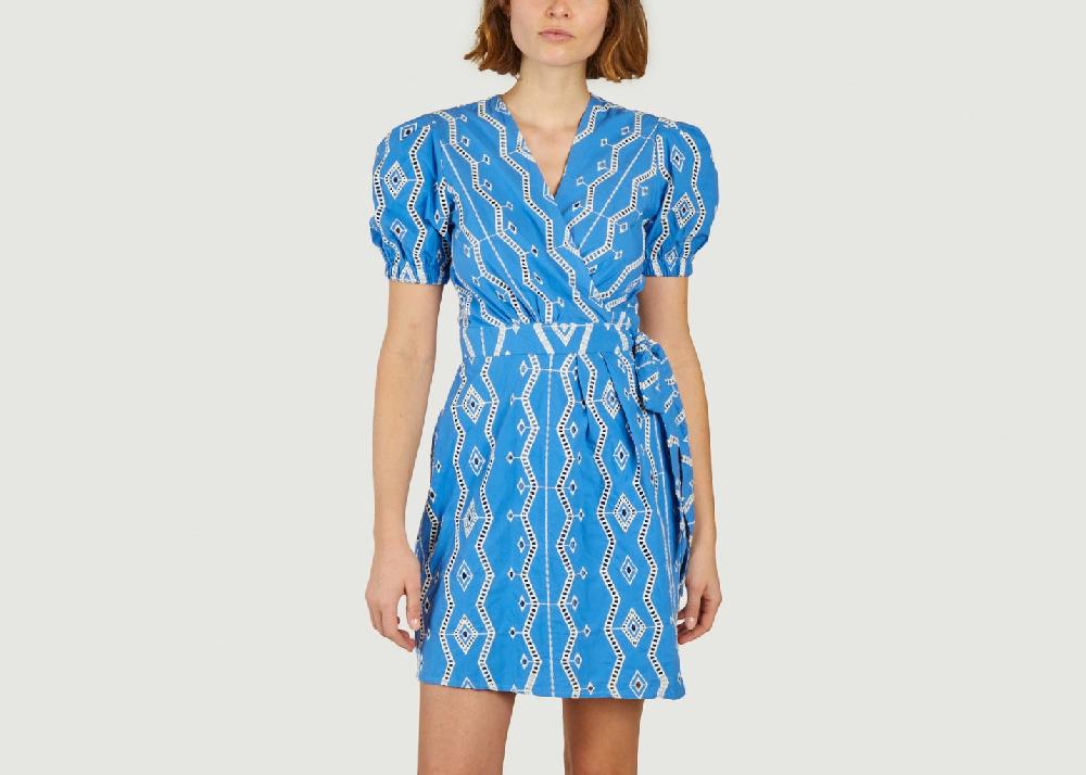 l'exception Robe courte portefeuille à motif fantaisie ajouré Clem Bleu Suncoo