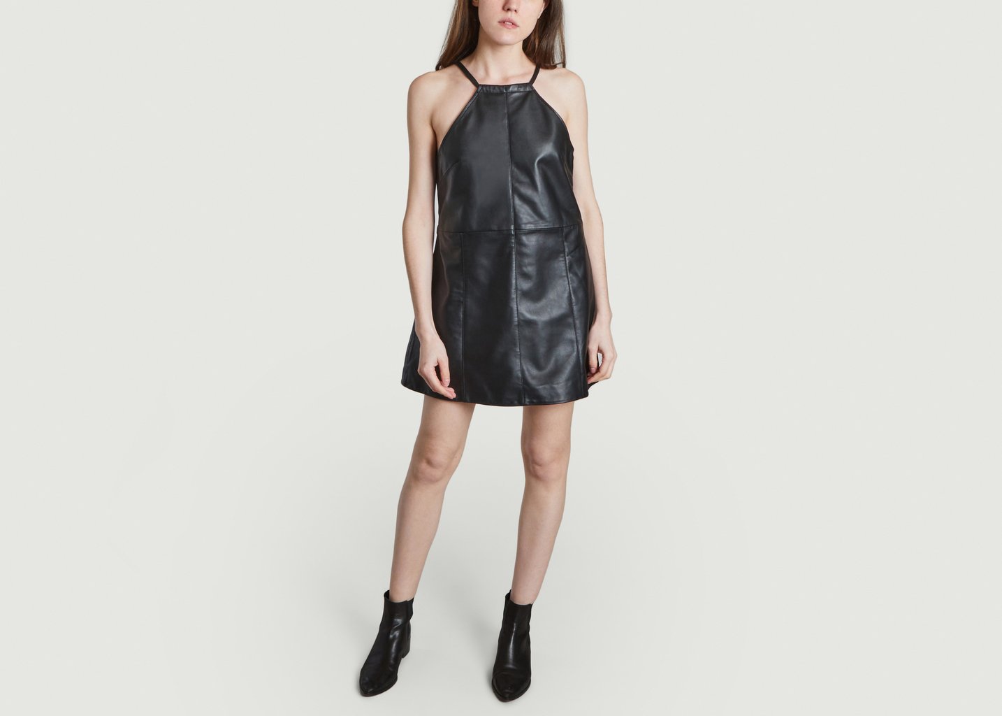 l'exception Robe courte sans manche en cuir Kimi Noir Deadwood