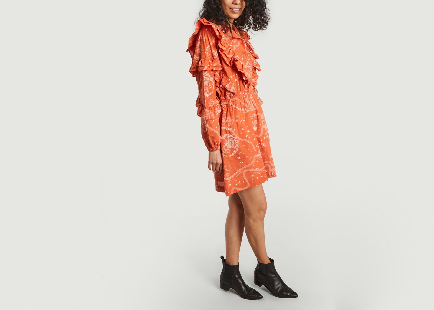 L'exception Robe Daily Lucio En Coton Flammé Imprimé Rouge Roseanna