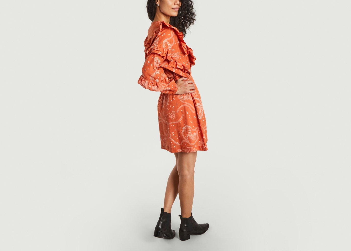 L'exception Robe Daily Lucio En Coton Flammé Imprimé Rouge Roseanna