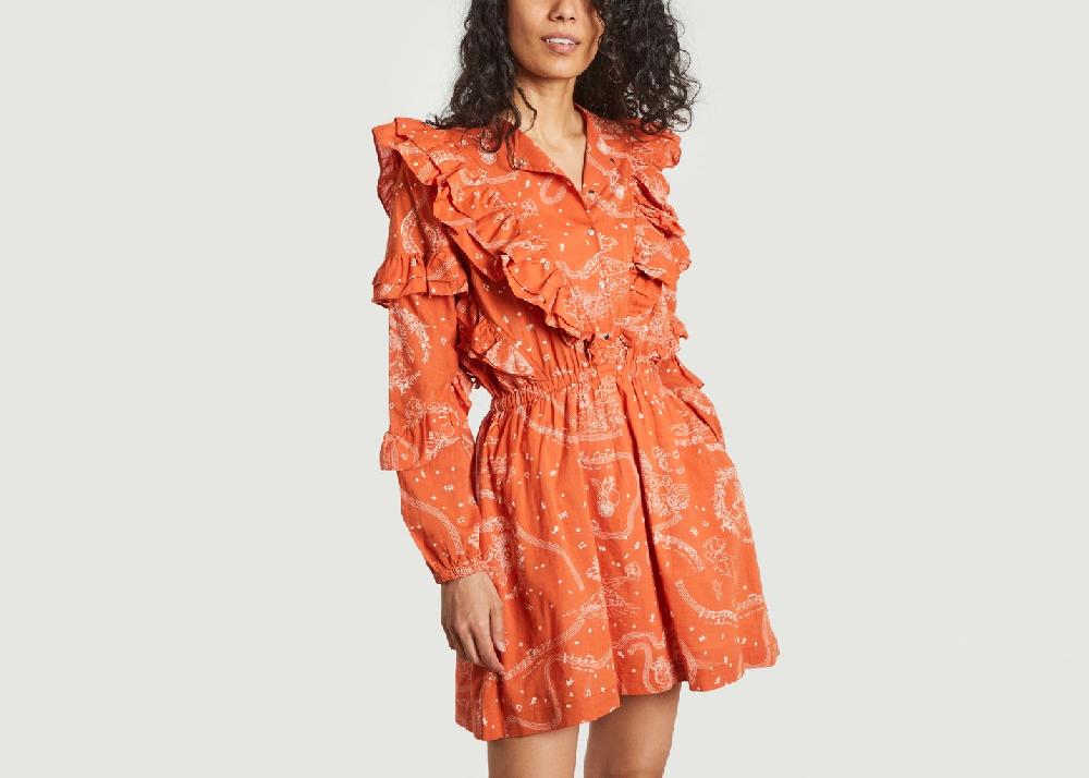 l'exception Robe Daily Lucio en coton flammé imprimé Rouge Roseanna