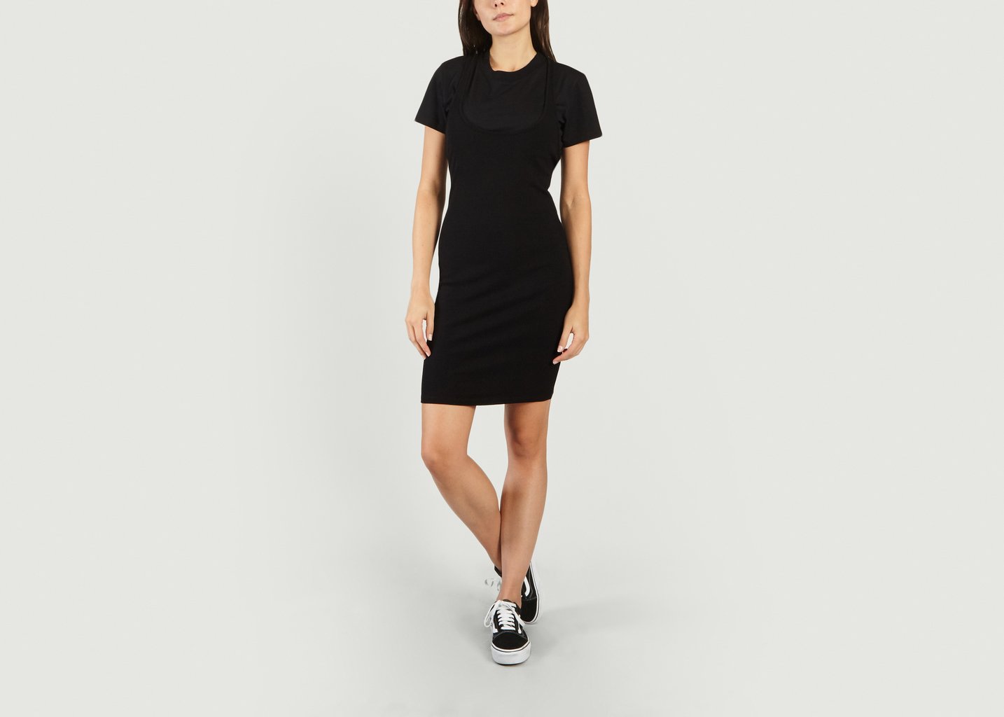 L'exception Robe Doublée T Shirt Noir T By Alexander Wang