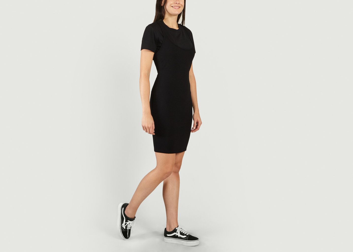 L'exception Robe Doublée T Shirt Noir T By Alexander Wang