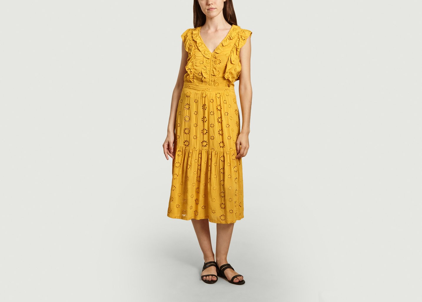 l'exception Robe en broderie anglaise Racontable Safran La Petite Française
