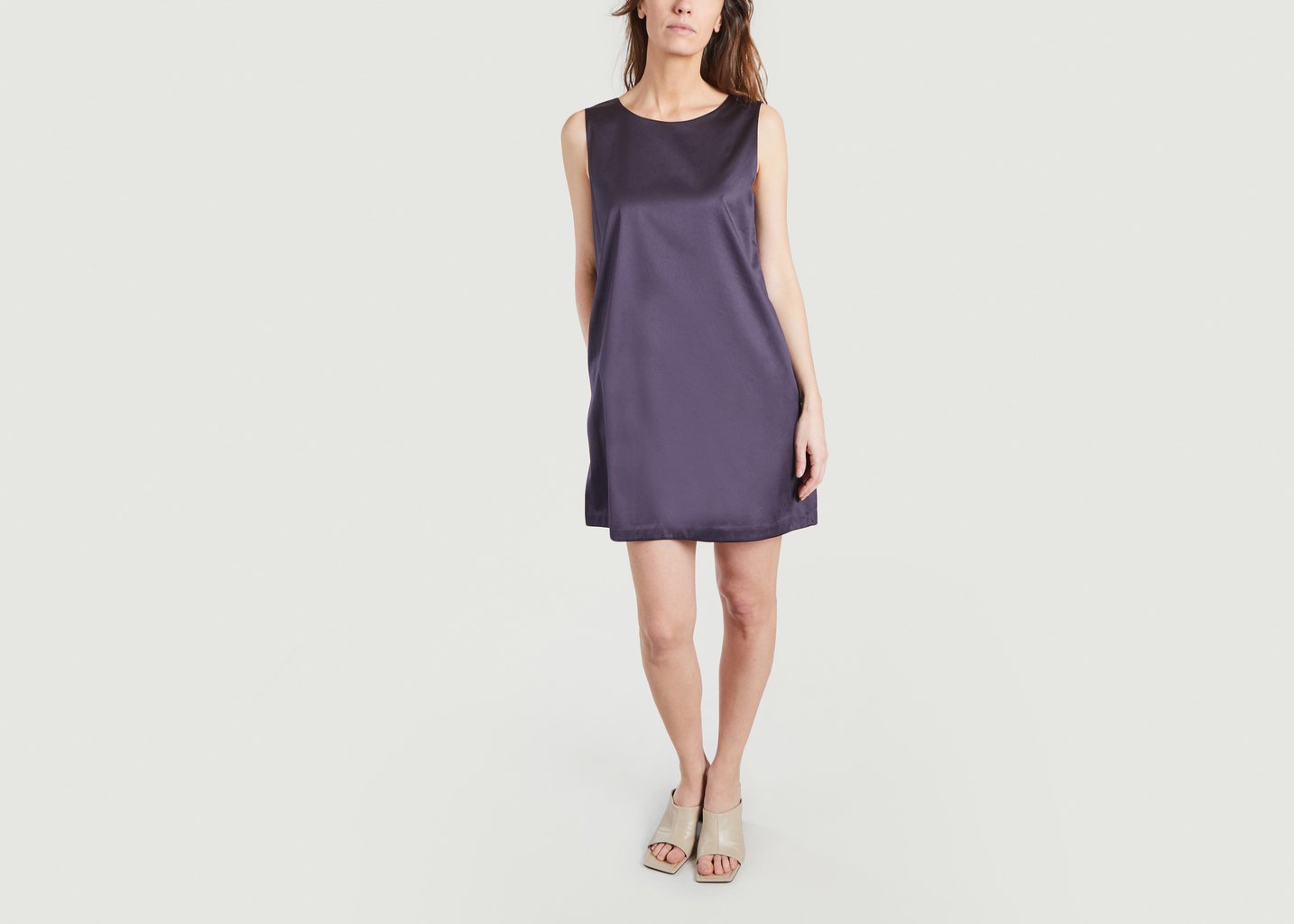 L'exception Robe En Coton Chintz Bleu Marine Theory