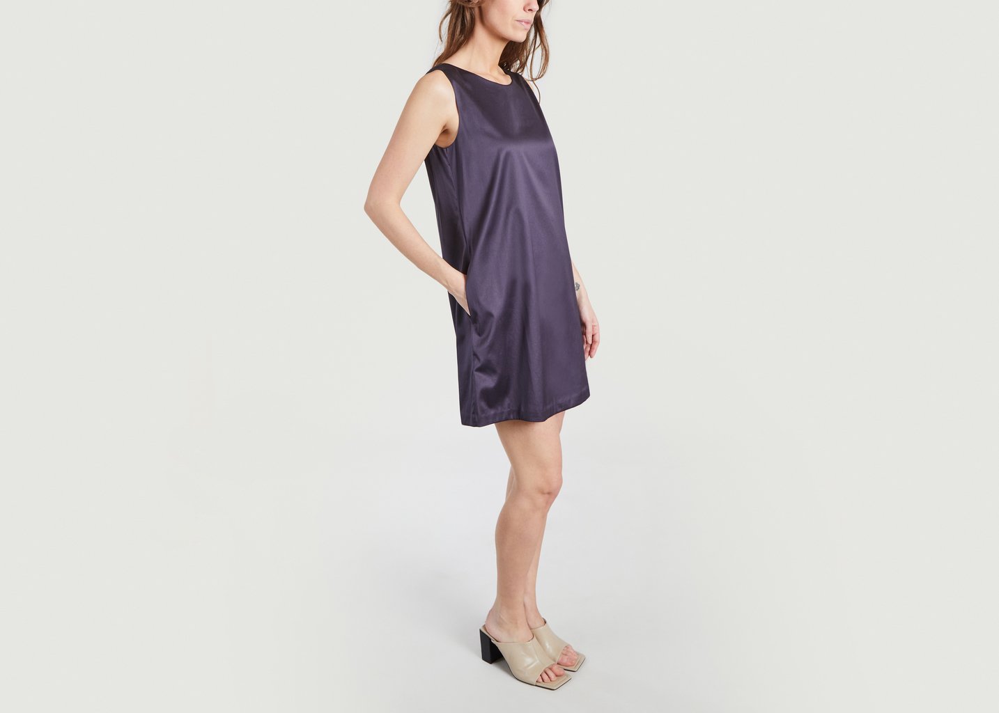 L'exception Robe En Coton Chintz Bleu Marine Theory