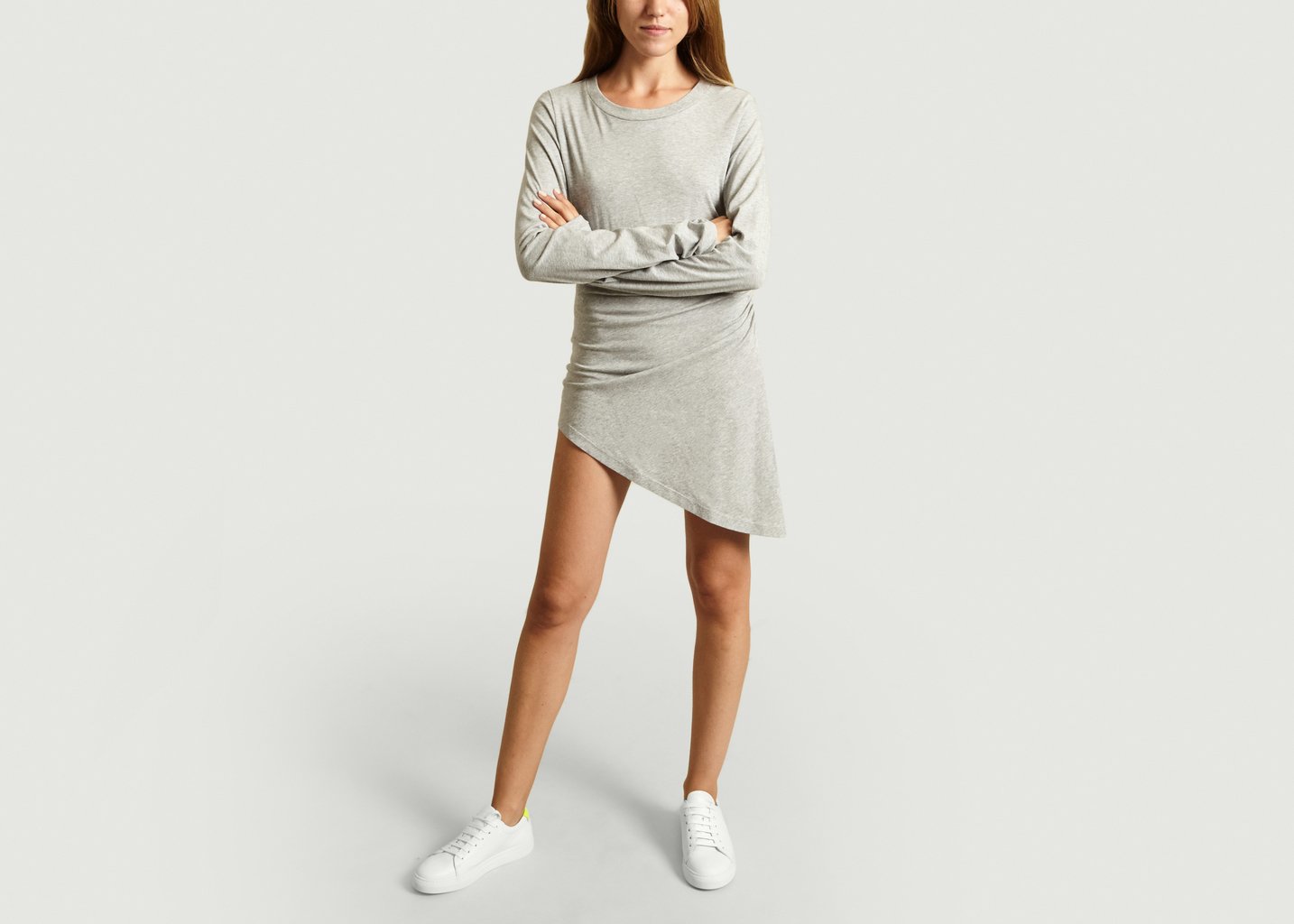 L'exception Robe En Jersey Asymétrique Gris MM6 Maison Margiela