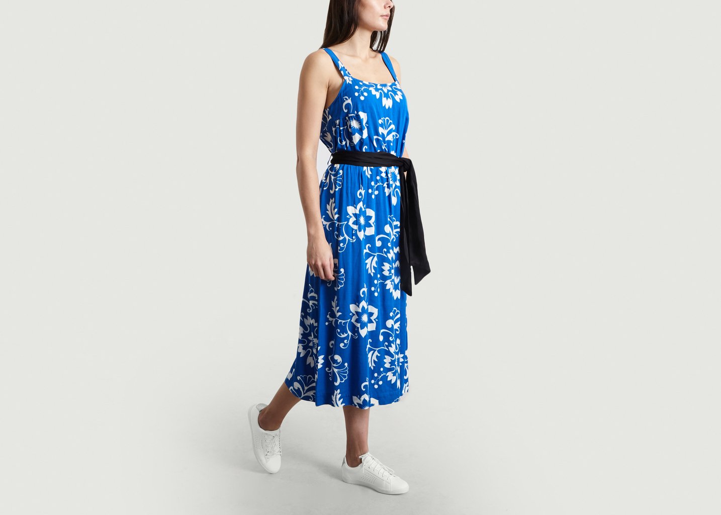 L'exception Robe Fleurie Ceinturée Vlan Bleu Bellerose