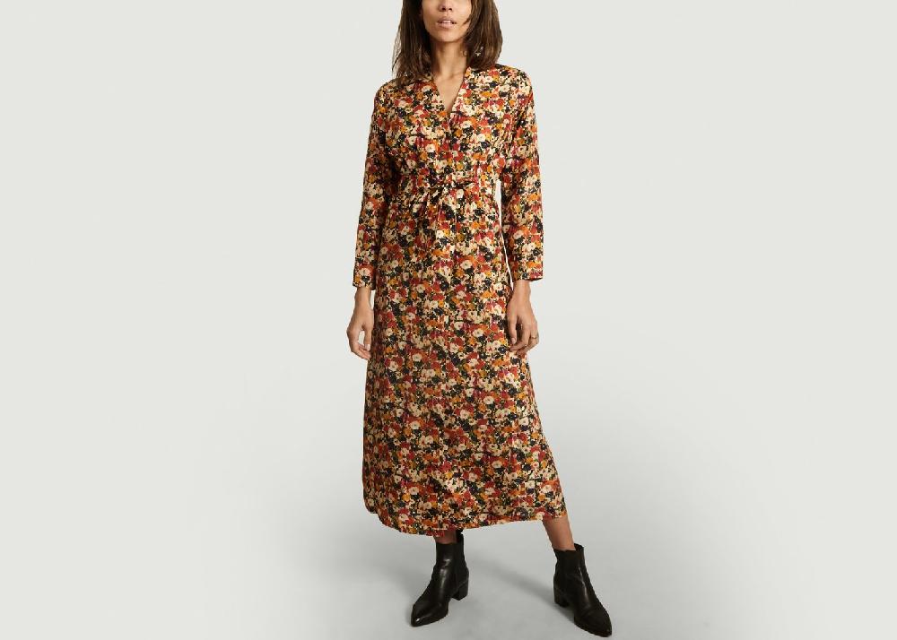 L'exception Robe Fleurie En Soie Cats Multicolore Roseanna