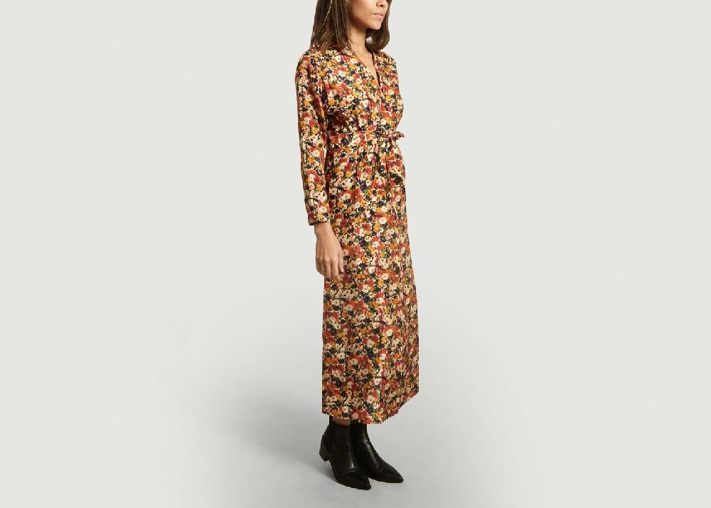 L'exception Robe Fleurie En Soie Cats Multicolore Roseanna