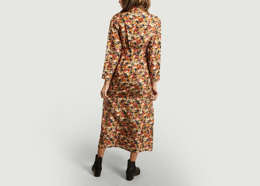 L'exception Robe Fleurie En Soie Cats Multicolore Roseanna