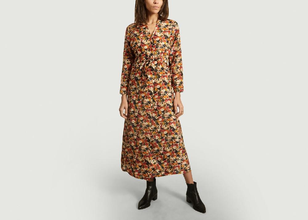 l'exception Robe Fleurie En Soie Cats Multicolore Roseanna