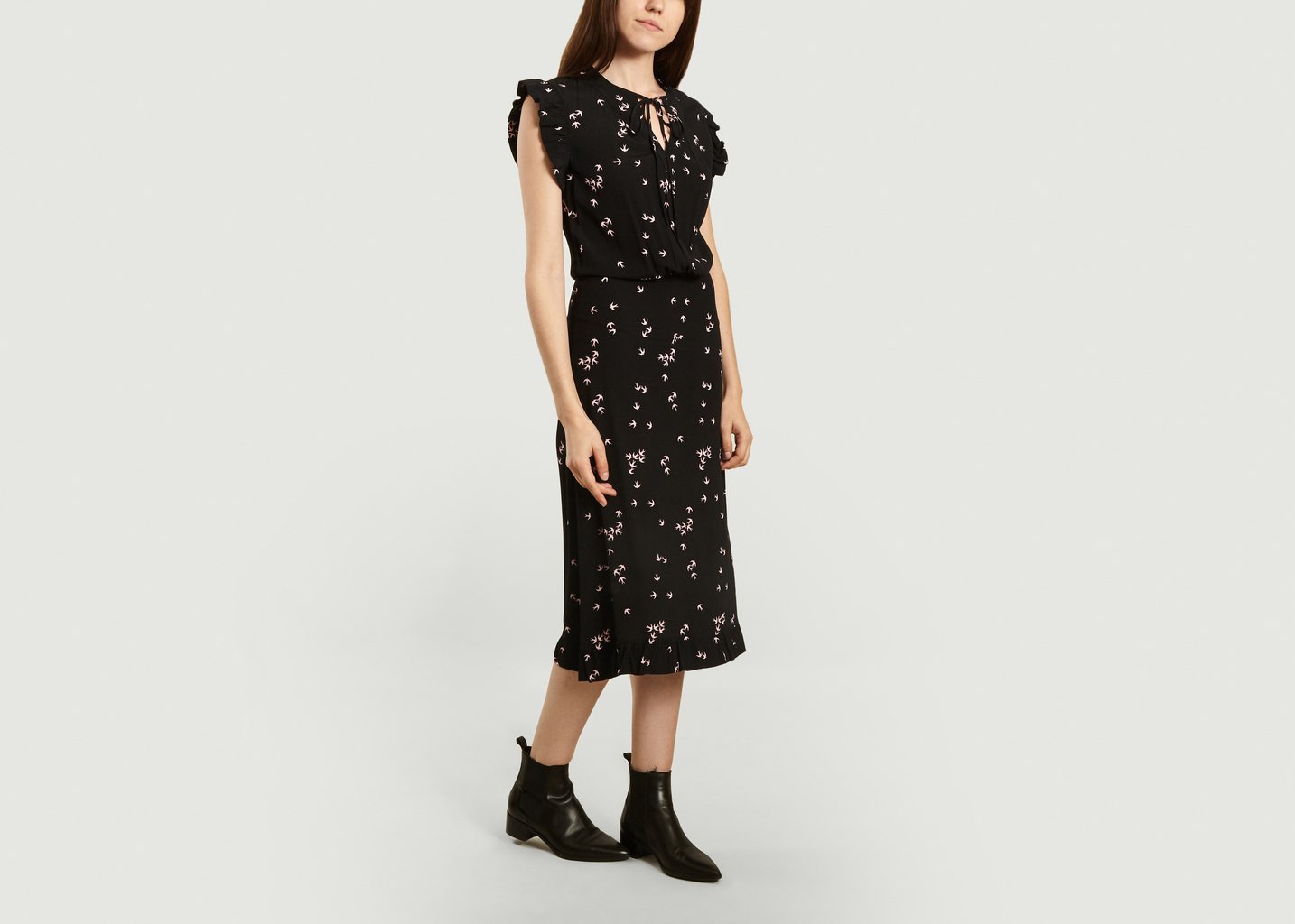 L'exception Robe Imprimé Hirondelles Spaine Noir By Malene Birger