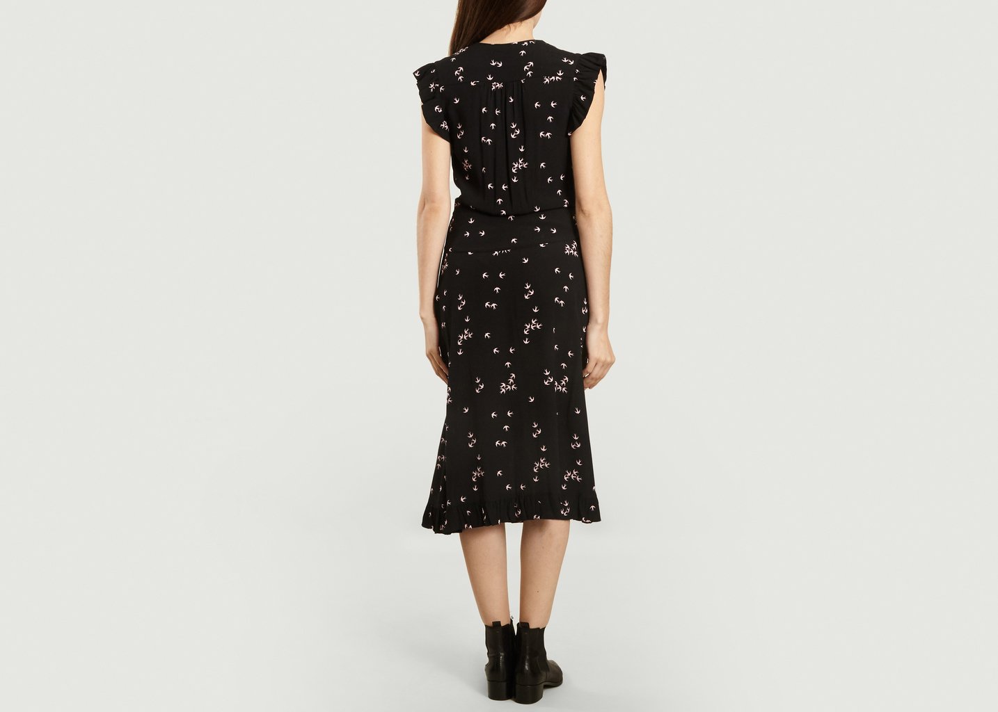 L'exception Robe Imprimé Hirondelles Spaine Noir By Malene Birger