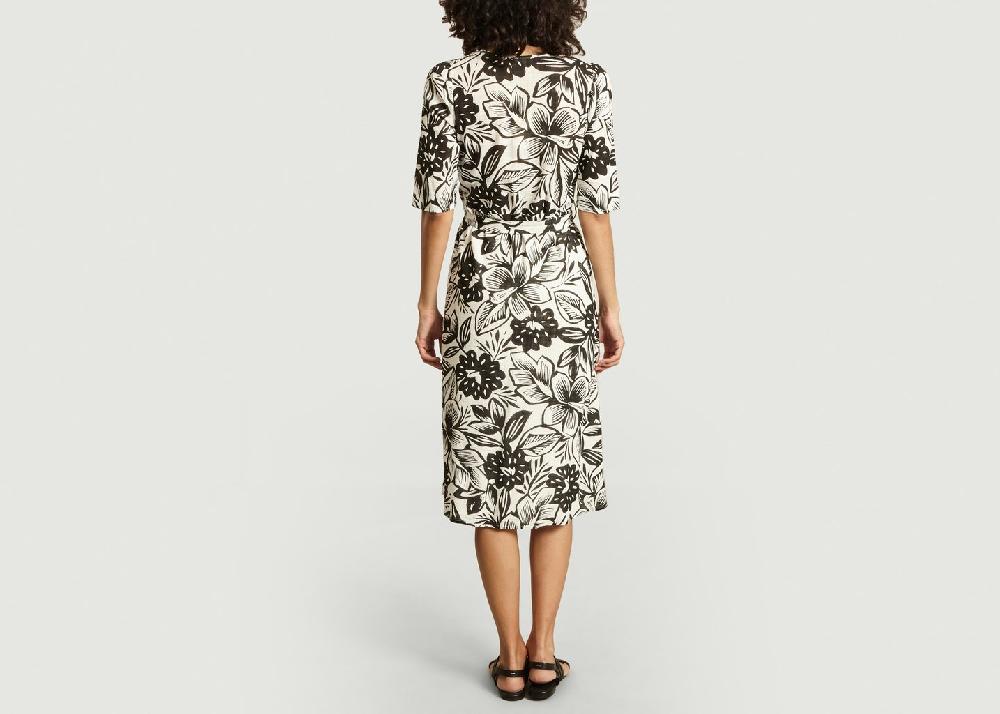 L'exception Robe Imprimée Ceinturée Odessa Coconut Noir Tinsels