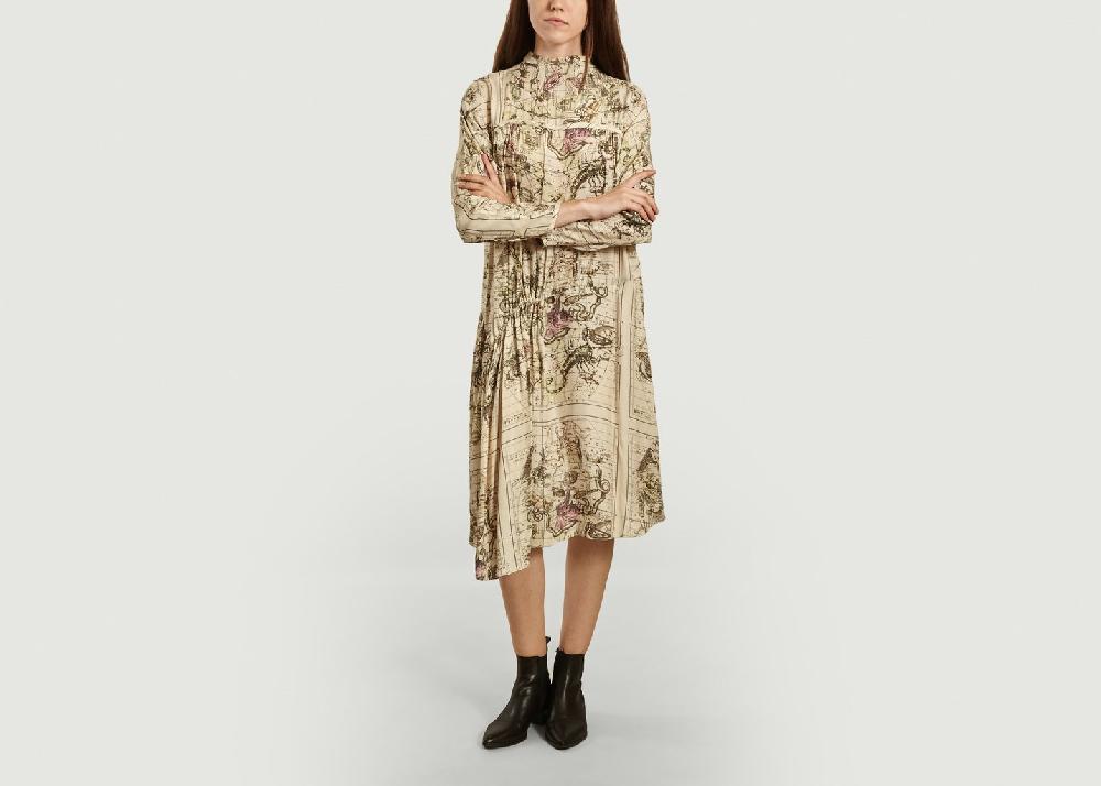 L'exception Robe Imprimée Vanuna Beige By Malene Birger