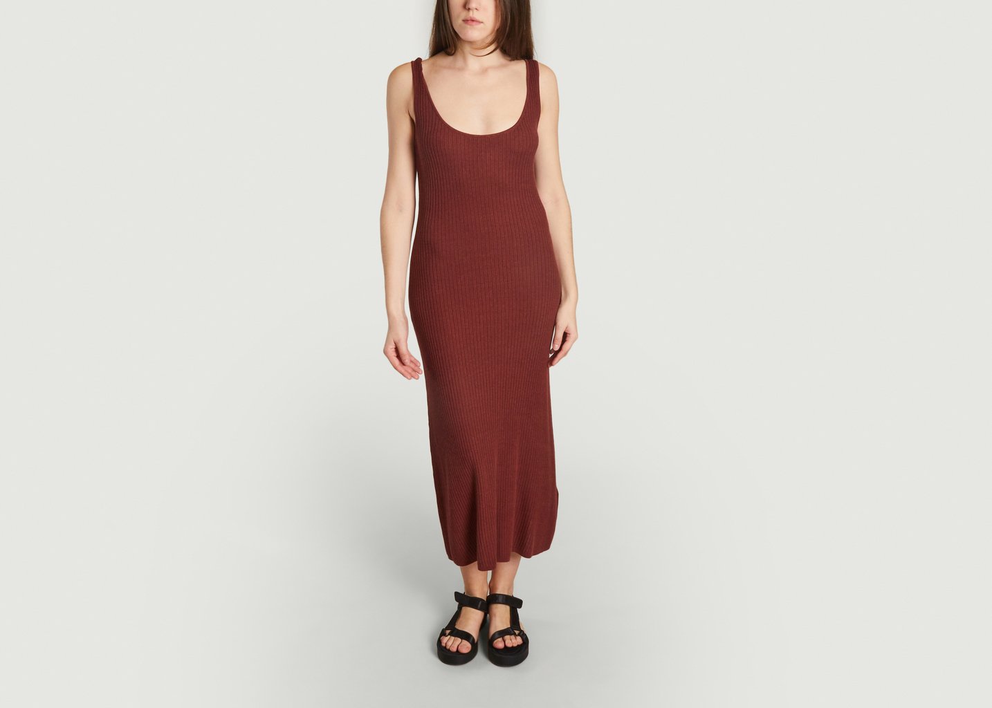 L'exception Robe Longue Ajustée Côtelée Rosalba Auburn Sessùn