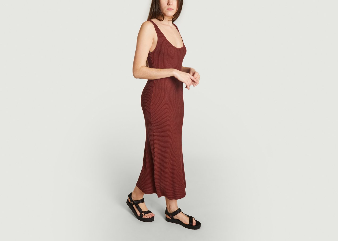 L'exception Robe Longue Ajustée Côtelée Rosalba Auburn Sessùn