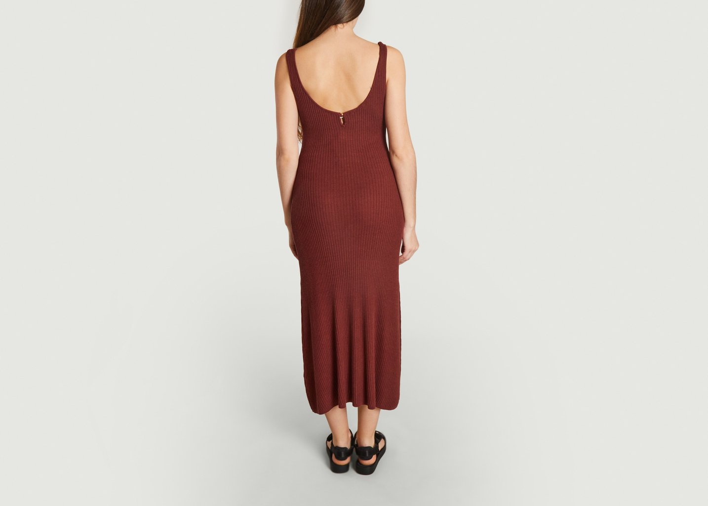 L'exception Robe Longue Ajustée Côtelée Rosalba Auburn Sessùn