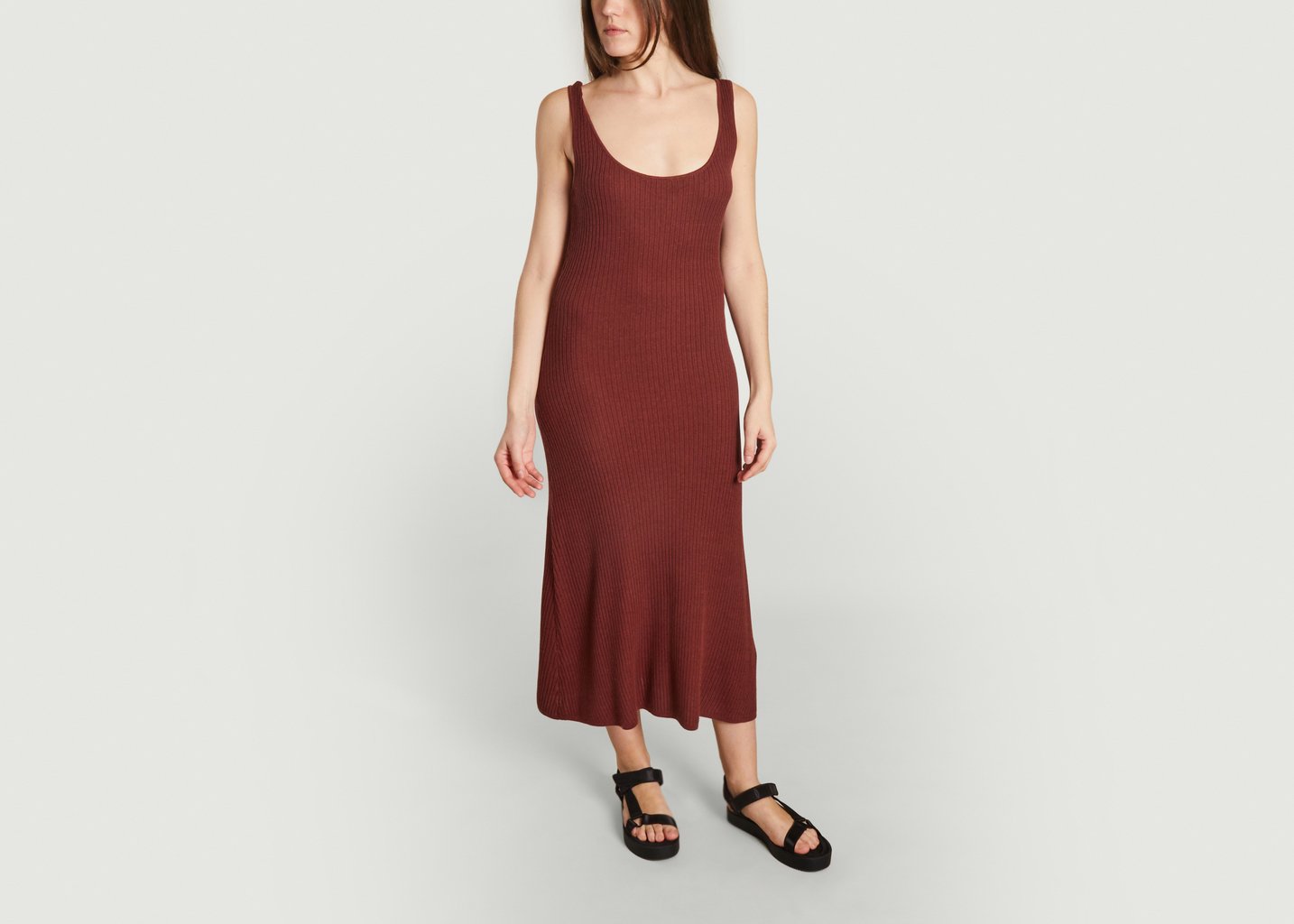 l'exception Robe longue ajustée côtelée Rosalba Auburn Sessùn