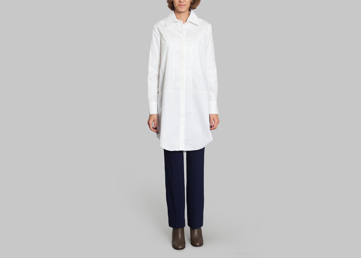 L'exception Robe Longue Chemise Suzhou Blanc Masha Ma