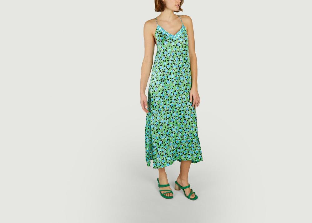 L'exception Robe Longue Dos Nu Imprimé Fleuri Chelsy Vert Suncoo