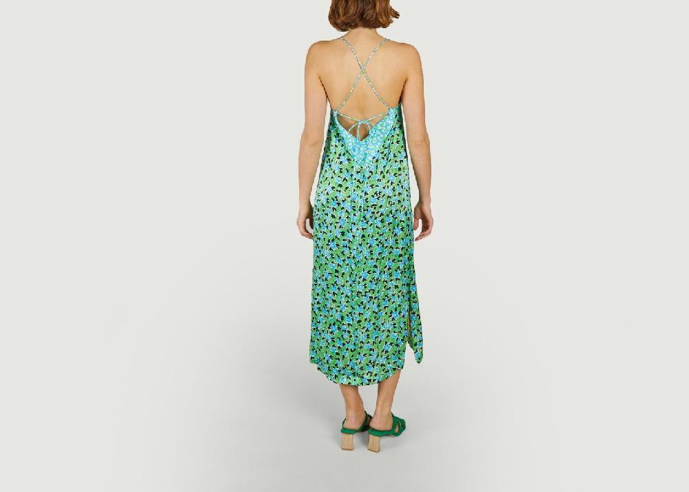 L'exception Robe Longue Dos Nu Imprimé Fleuri Chelsy Vert Suncoo