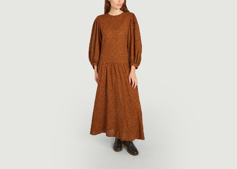 l'exception Robe longue imprimé léopard en coton bio Federica Caramel The new society