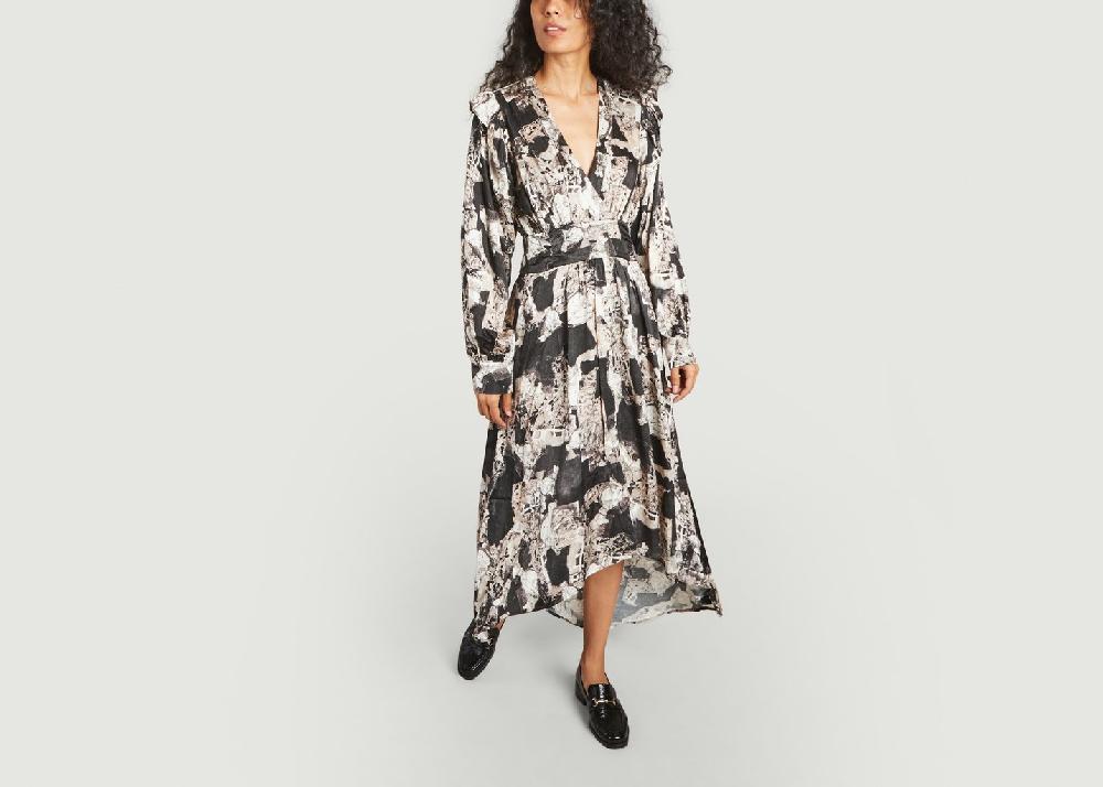 L'exception Robe Longue Imprimée Nuna Noir IRO Paris